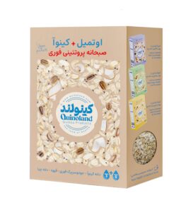 صبحانه رژیمی کینوآ+اوتمیل با پودر قهوه و دانه چیا-جعبه 300 گرم
